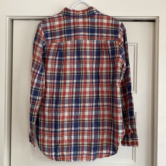 LL Bean Linen Plaid Shirt - Picture 2 of 13